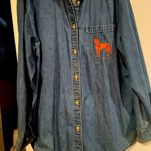 Denim shirt with custom embroidery.